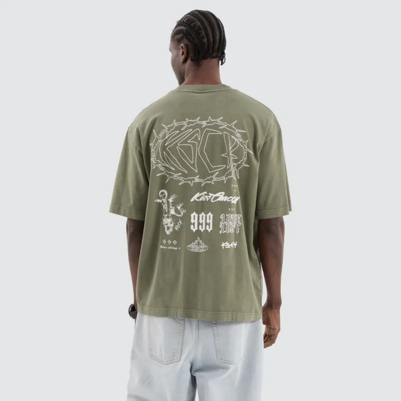 Adrift Oversized Tee Pigment Olive sold by Neverland