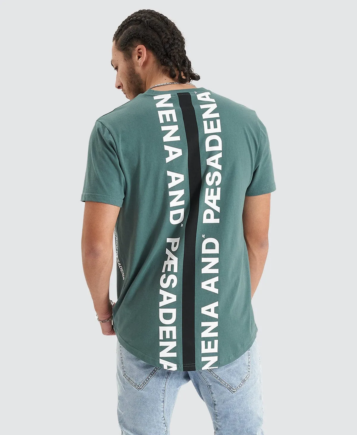 Back Rank Dual Curve Tee Silver Pine sold by Neverland