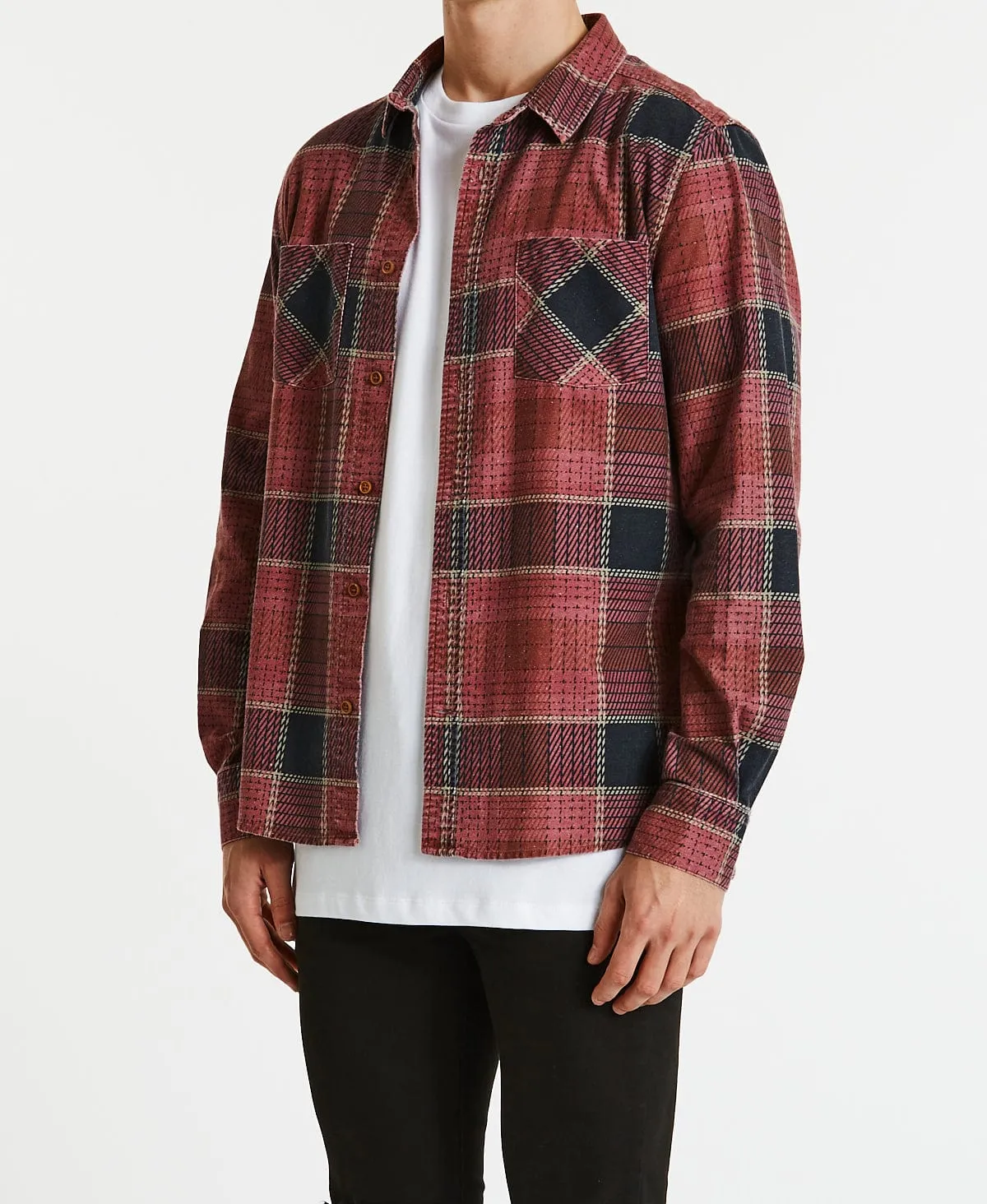 Charge Casual Long Sleeve Shirt Burgandy/Black Check sold by Neverland product image thumbnail 3