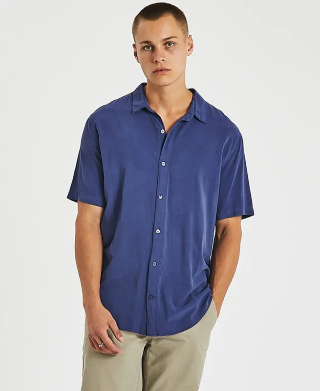 Oxford Relaxed Short Sleeve Shirt Pigment Navy Blue sold by Neverland