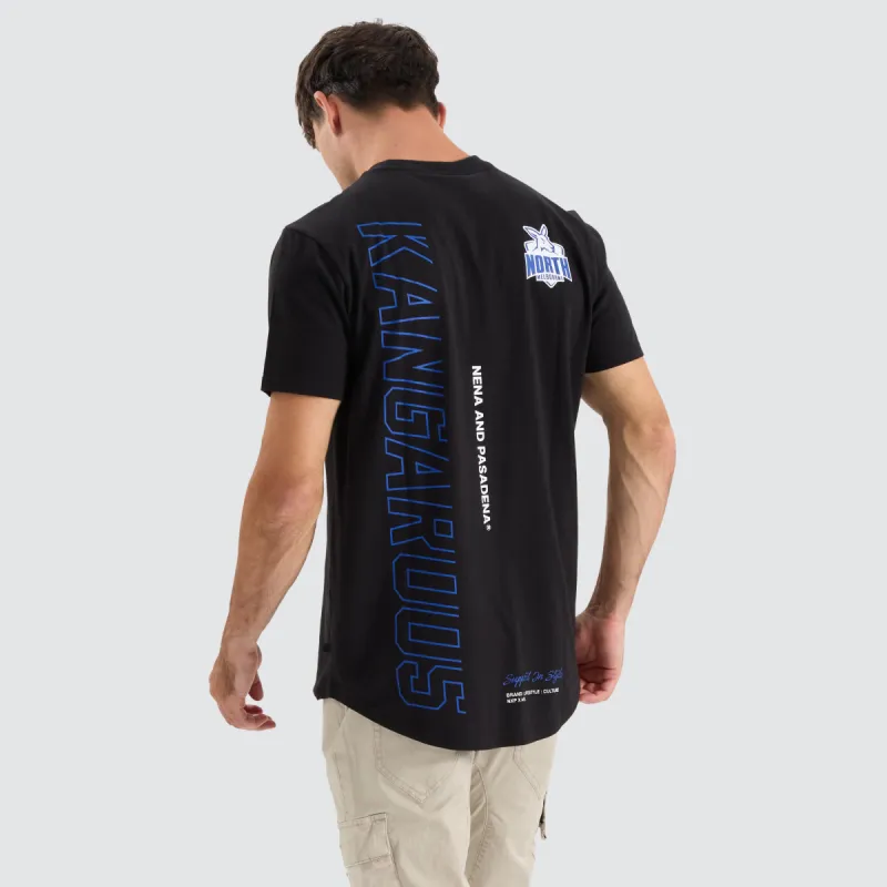 North Melbourne Kangaroos AFL Dual Curved Tee Jet Black sold by Neverland