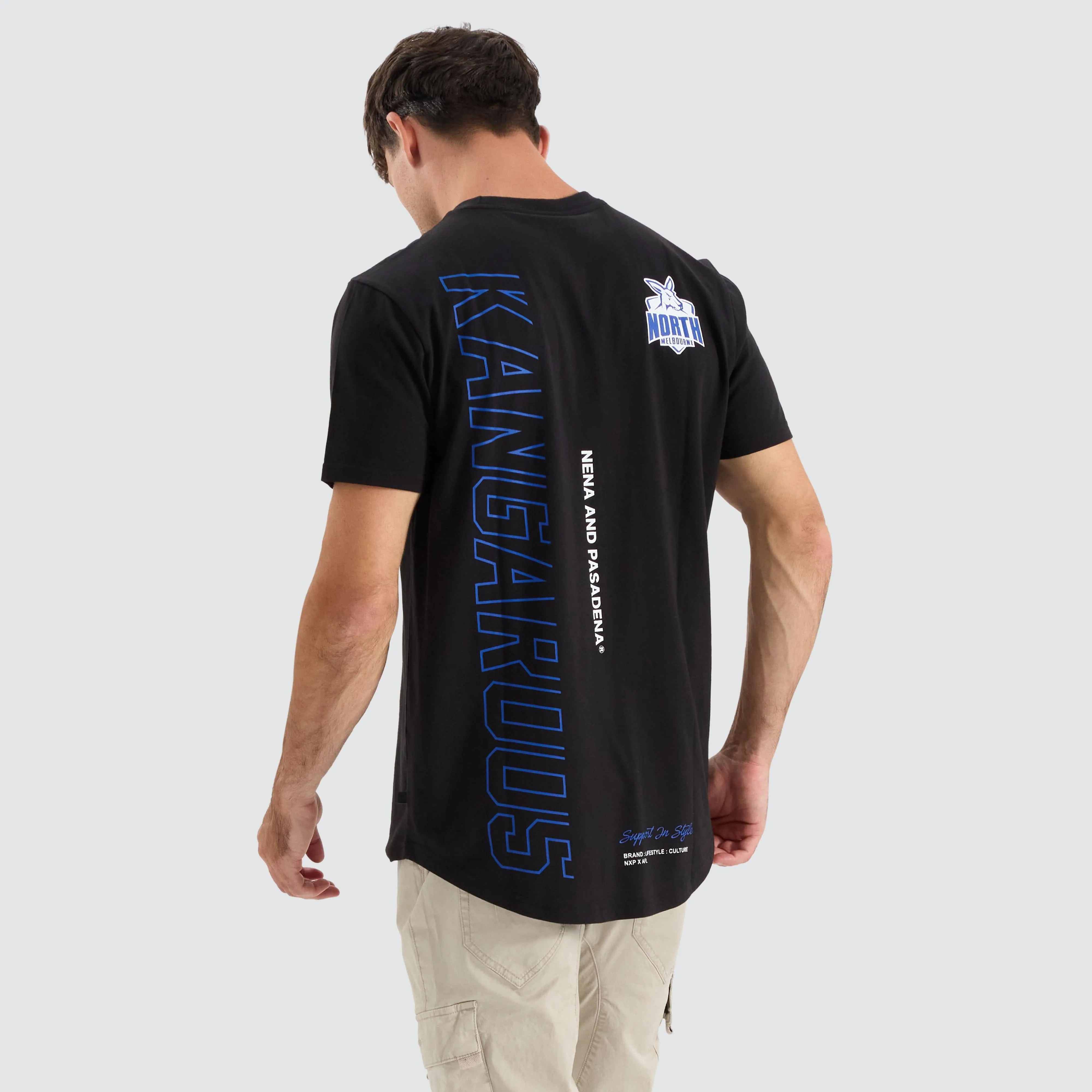 North Melbourne Kangaroos AFL Dual Curved Tee Jet Black sold by Neverland