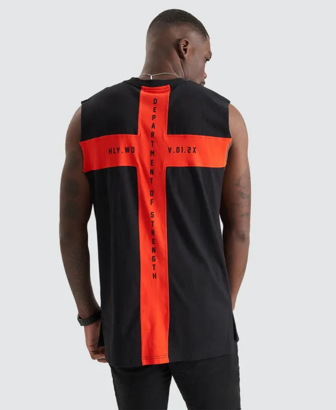 Denote Step Hem Muscle Tee Black sold by Neverland