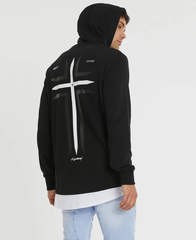 The Saint Layered Hooded Jumper Jet Black sold by Neverland