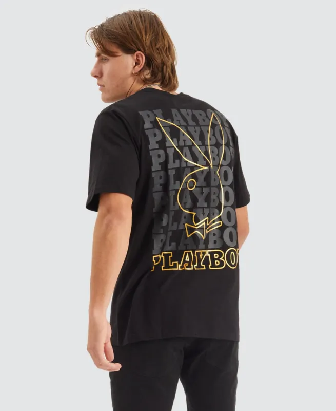 Linear Classic Bunny Stack Originial Fit T-Shirt Black made by PLAYBOY