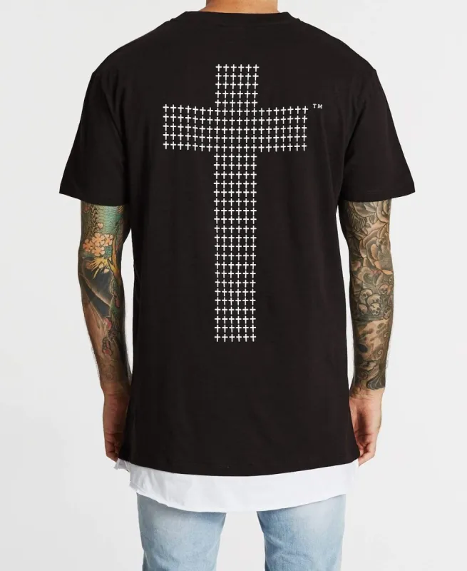 Scar Tissue Layered Hem Relaxed Fit T-Shirt Jet Black sold by Neverland