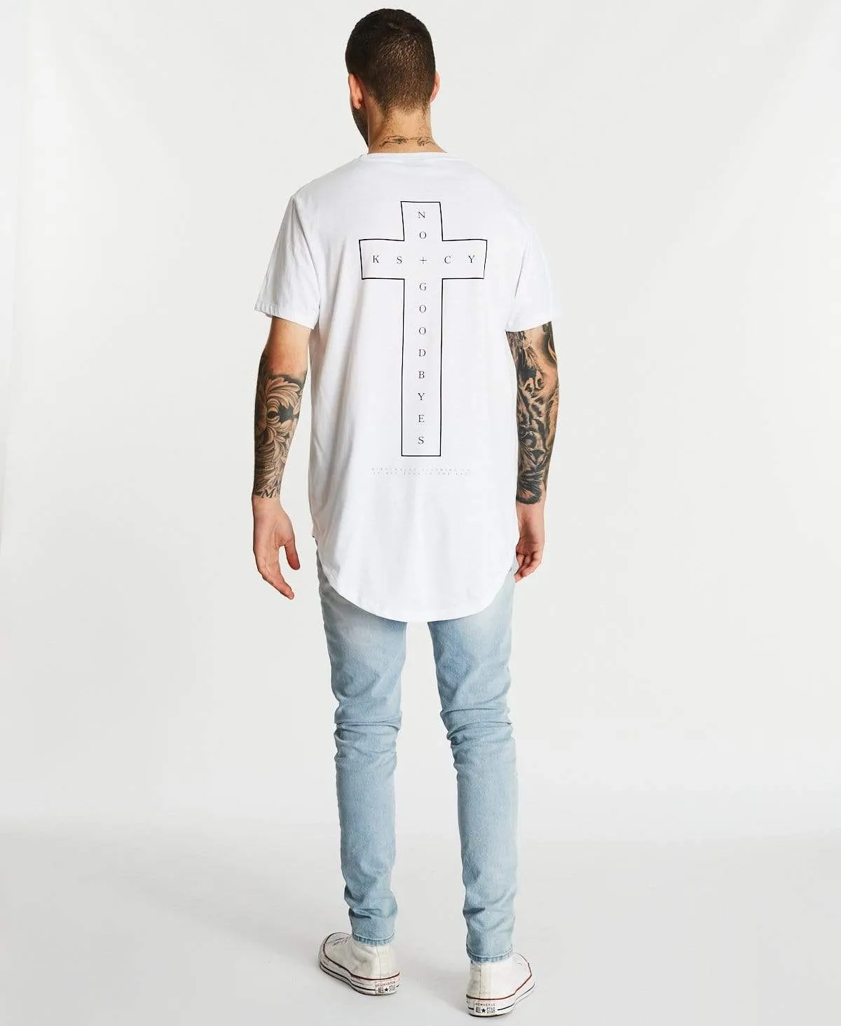 No Goodbyes Dual Curve T-Shirt White sold by Neverland product image thumbnail 4