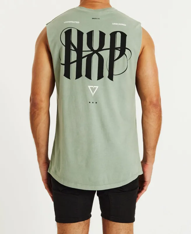 Spiral Scoop Back Muscle Tee Pigment Sage sold by Neverland