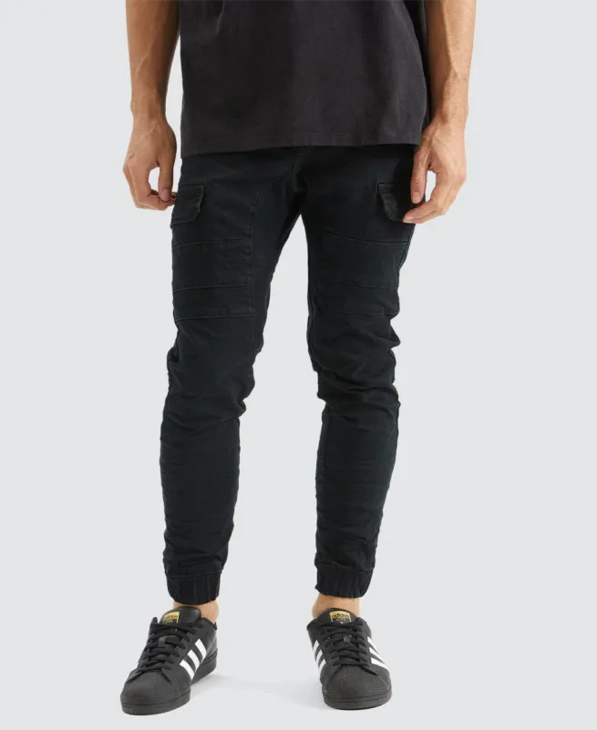 Salem Cargo Jogger Pants Overdyed Black made by Neverland