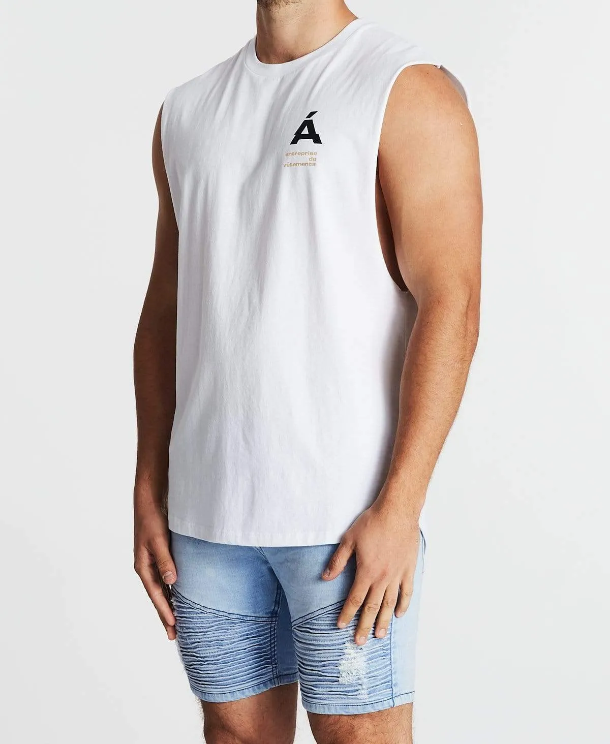 Le Meilleur Scoop Back Muscle Tee White sold by Neverland product image thumbnail 3