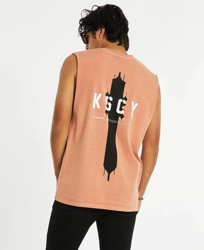 Sunset Relaxed Muscle Tee Pigment Clay Orange sold by Neverland