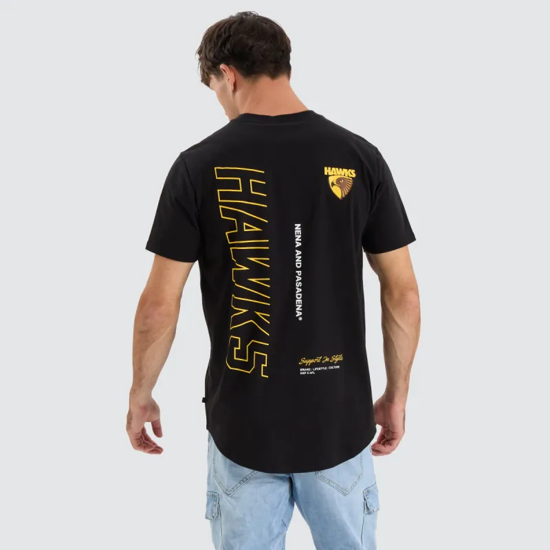 Hawthorn Hawks AFL Dual Curved Tee Jet Black sold by Neverland