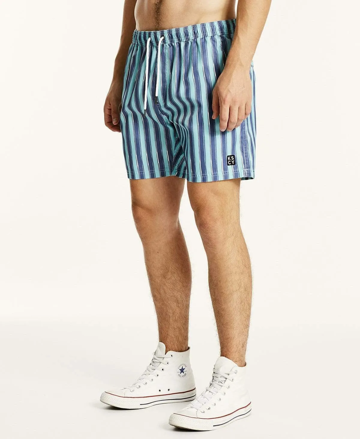 Magnify Beach Shorts Navy/Teal sold by Neverland
