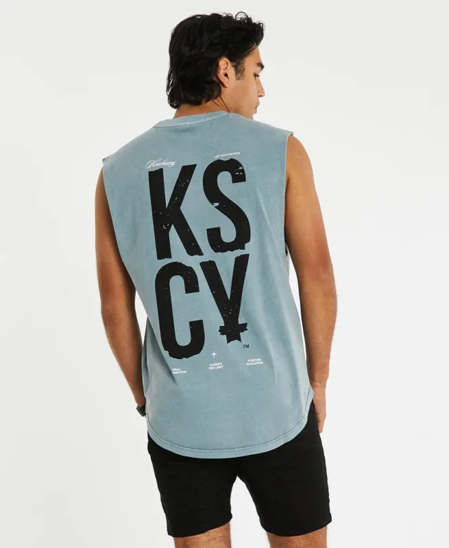 Galleon Dual Curved Muscle Tee Pigment Lead Green sold by Neverland