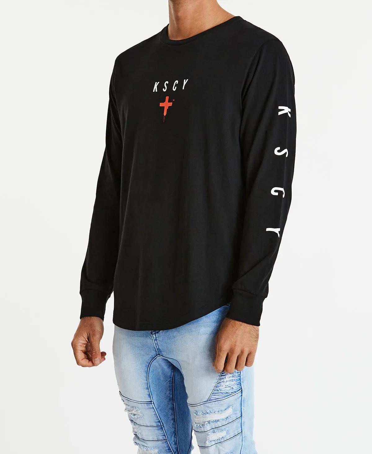 Forceful Dual Curved Long Sleeve T-Shirt Jet Black sold by Neverland product image thumbnail 4