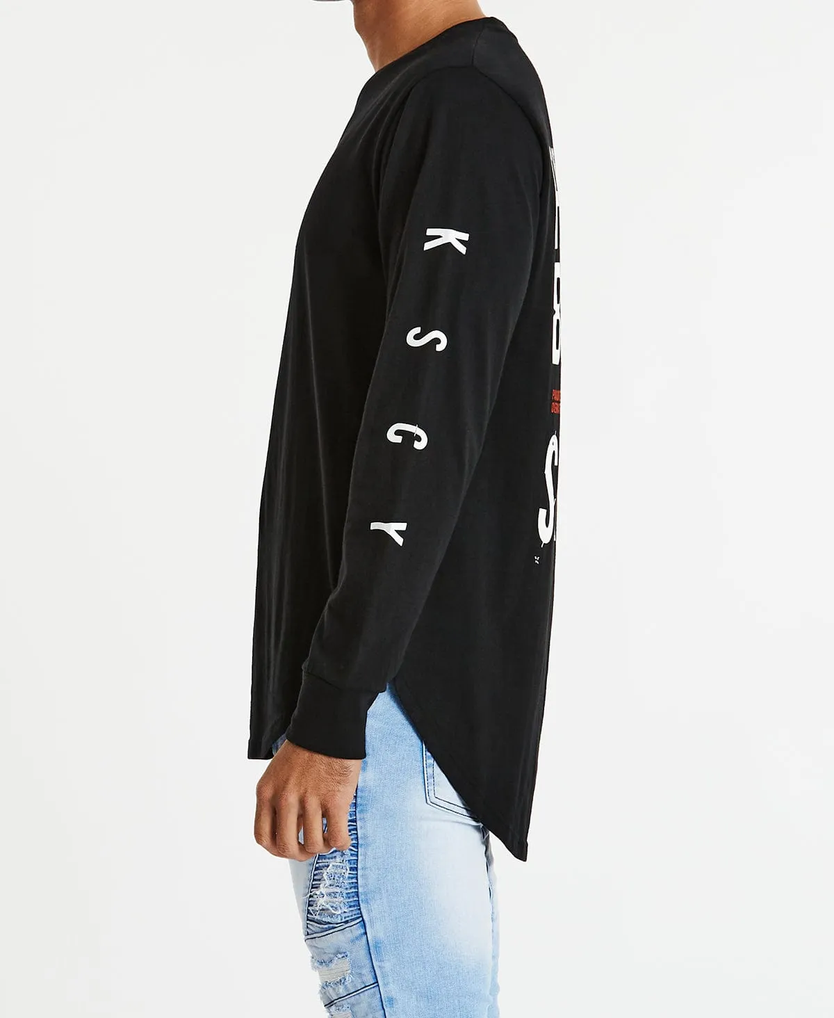Forceful Dual Curved Long Sleeve T-Shirt Jet Black sold by Neverland product image thumbnail 5
