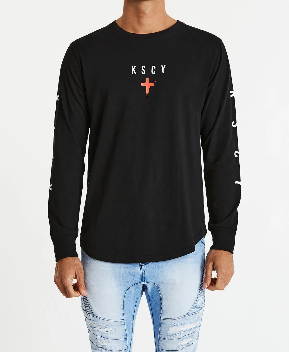 Forceful Dual Curved Long Sleeve T-Shirt Jet Black sold by Neverland product image thumbnail 3