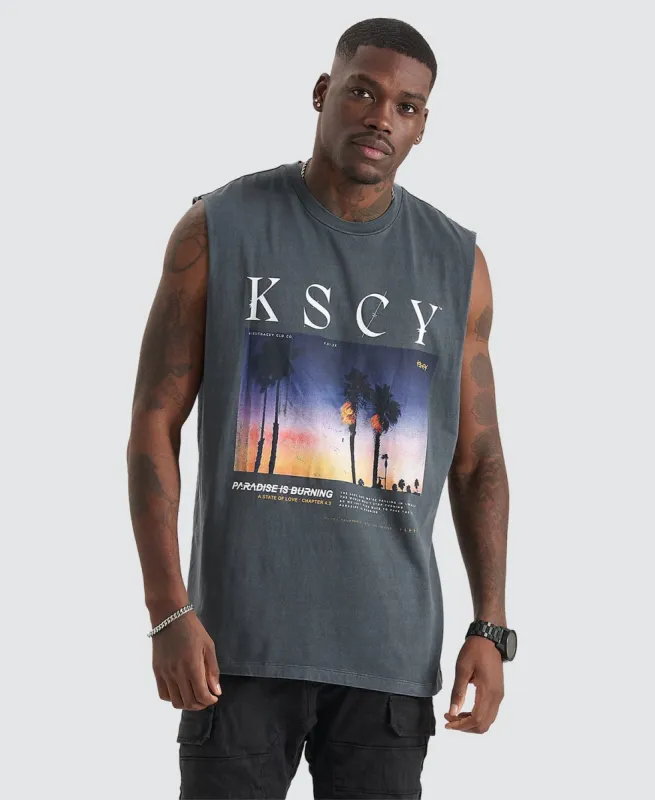 Shine Relaxed Fit Muscle Tee Pigment Asphalt Grey sold by Neverland