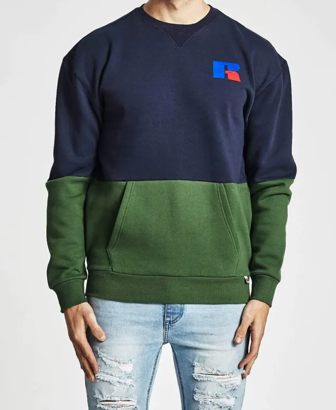 Wayne Col Block Crew Navy/Green sold by Neverland