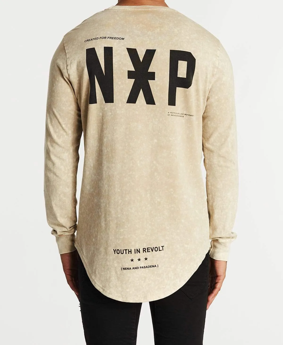 Revolt Cape Back Long Sleeve T-Shirt Acid Sand sold by Neverland