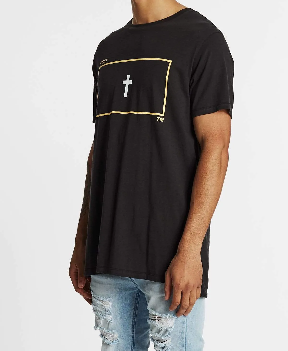 Monument Tall Step Hem T-Shirt Jet Black sold by Neverland product image thumbnail 3