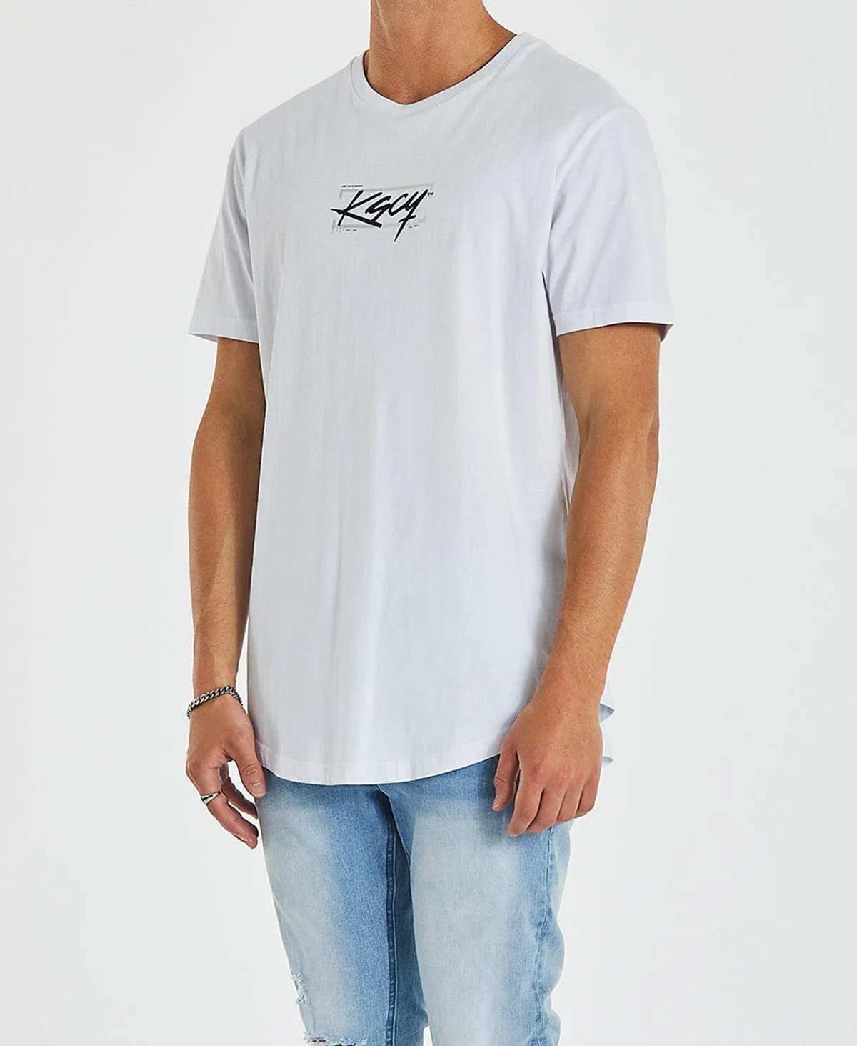 Academy Dual Curved T-Shirt White sold by Neverland product image thumbnail 4