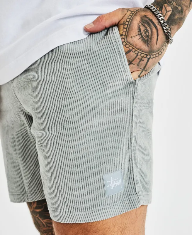 Wide Wale Cord Beach Shorts Pale Grey made by Neverland