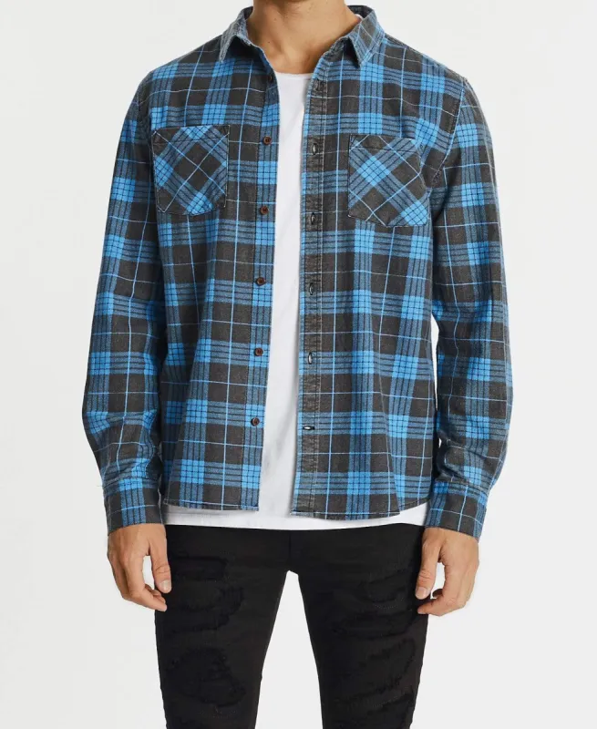Charge Casual Long Sleeve Shirt Blue Charcoal Check sold by Neverland