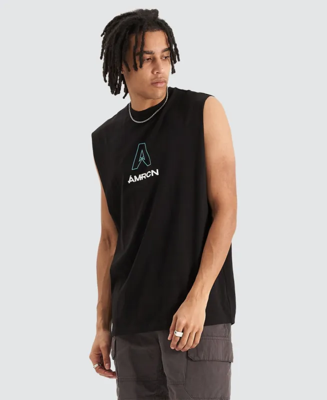 Montparnasse Relaxed Fit Muscle Tee Jet Black sold by Neverland
