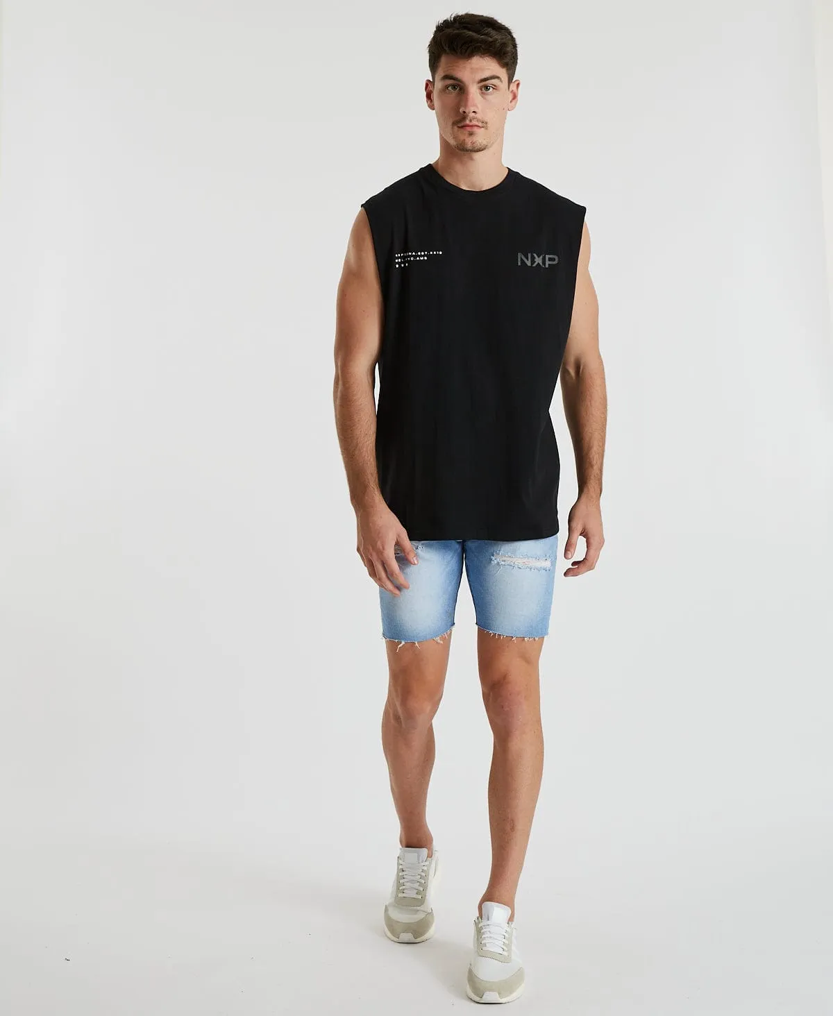 Turn Back Scoop Back Muscle Tee Jet Black sold by Neverland product image thumbnail 3