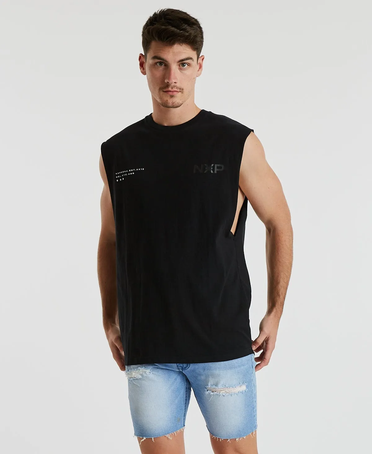 Turn Back Scoop Back Muscle Tee Jet Black sold by Neverland product image thumbnail 4