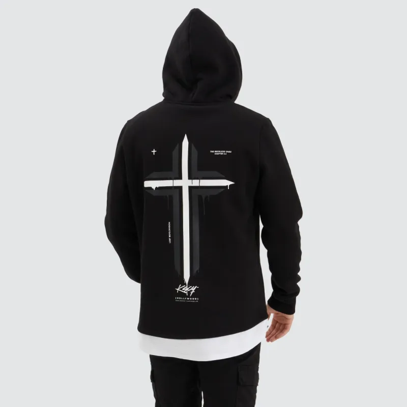 Ruthin Layered Hoodie Jet Black sold by Neverland