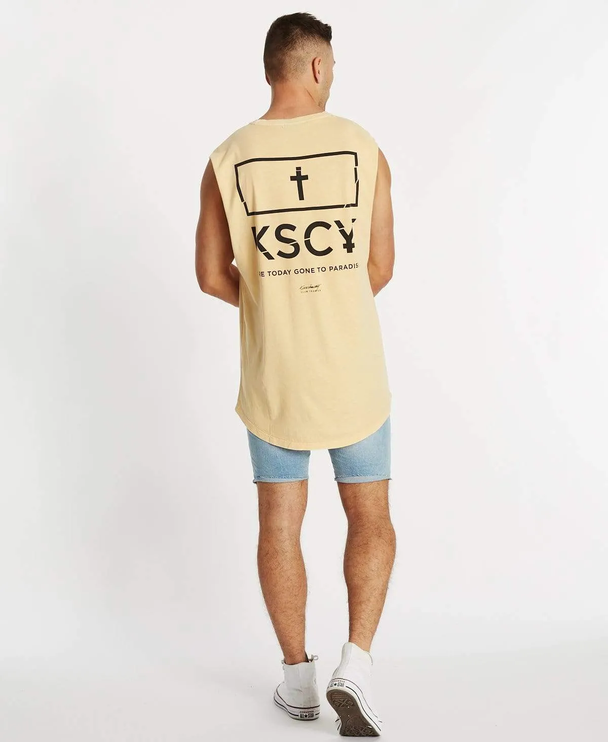 Gone To Paradise Dual Curved Muscle Tee Acid Sunburst sold by Neverland product image thumbnail 4