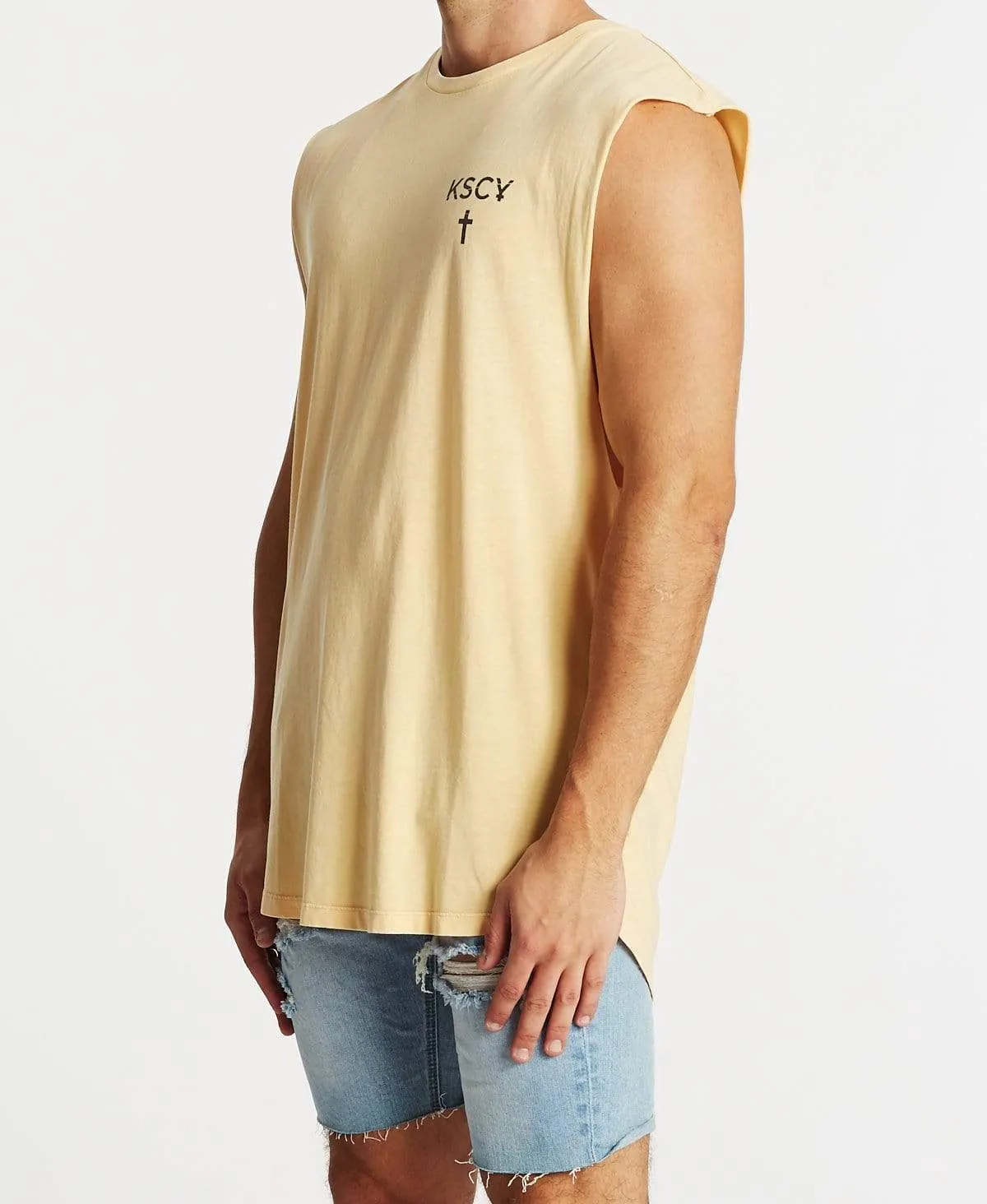 Gone To Paradise Dual Curved Muscle Tee Acid Sunburst sold by Neverland product image thumbnail 3