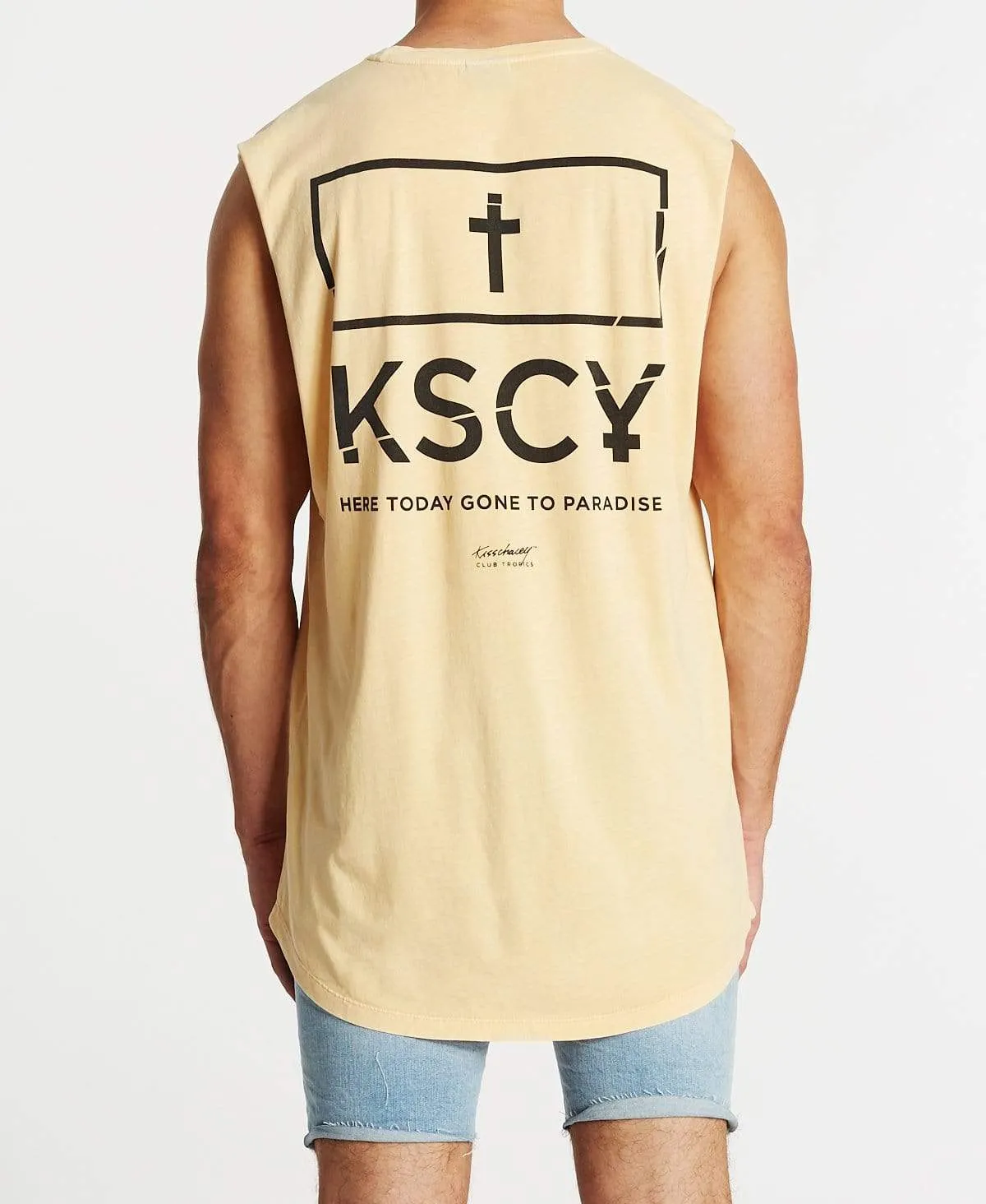 Gone To Paradise Dual Curved Muscle Tee Acid Sunburst sold by Neverland