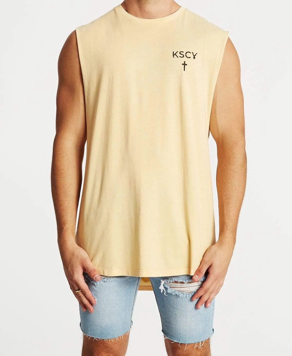 Gone To Paradise Dual Curved Muscle Tee Acid Sunburst sold by Neverland product image thumbnail 2