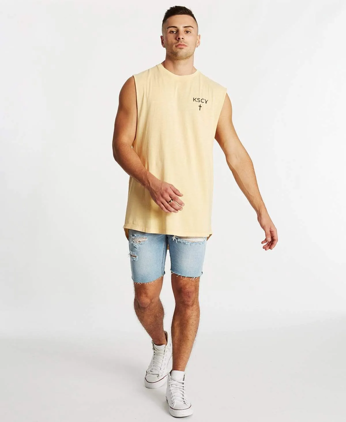 Gone To Paradise Dual Curved Muscle Tee Acid Sunburst sold by Neverland product image thumbnail 5