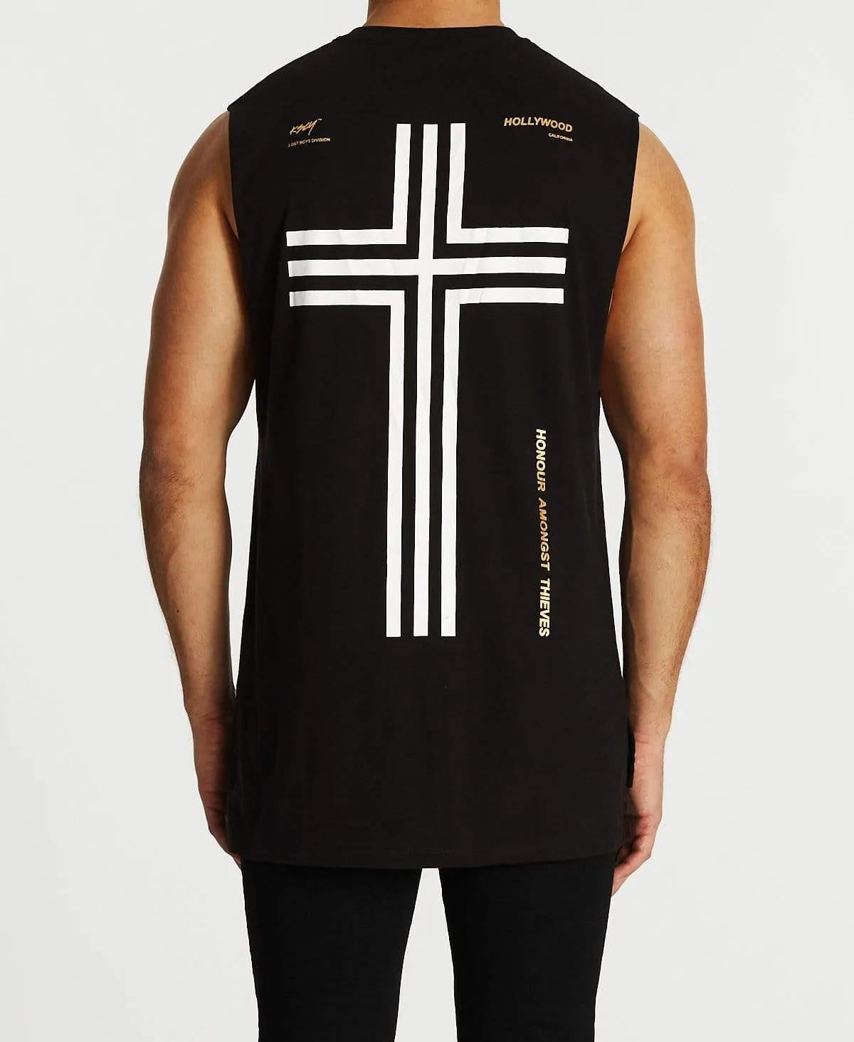 Stolen Step Hem Muscle Tee Jet Black sold by Neverland