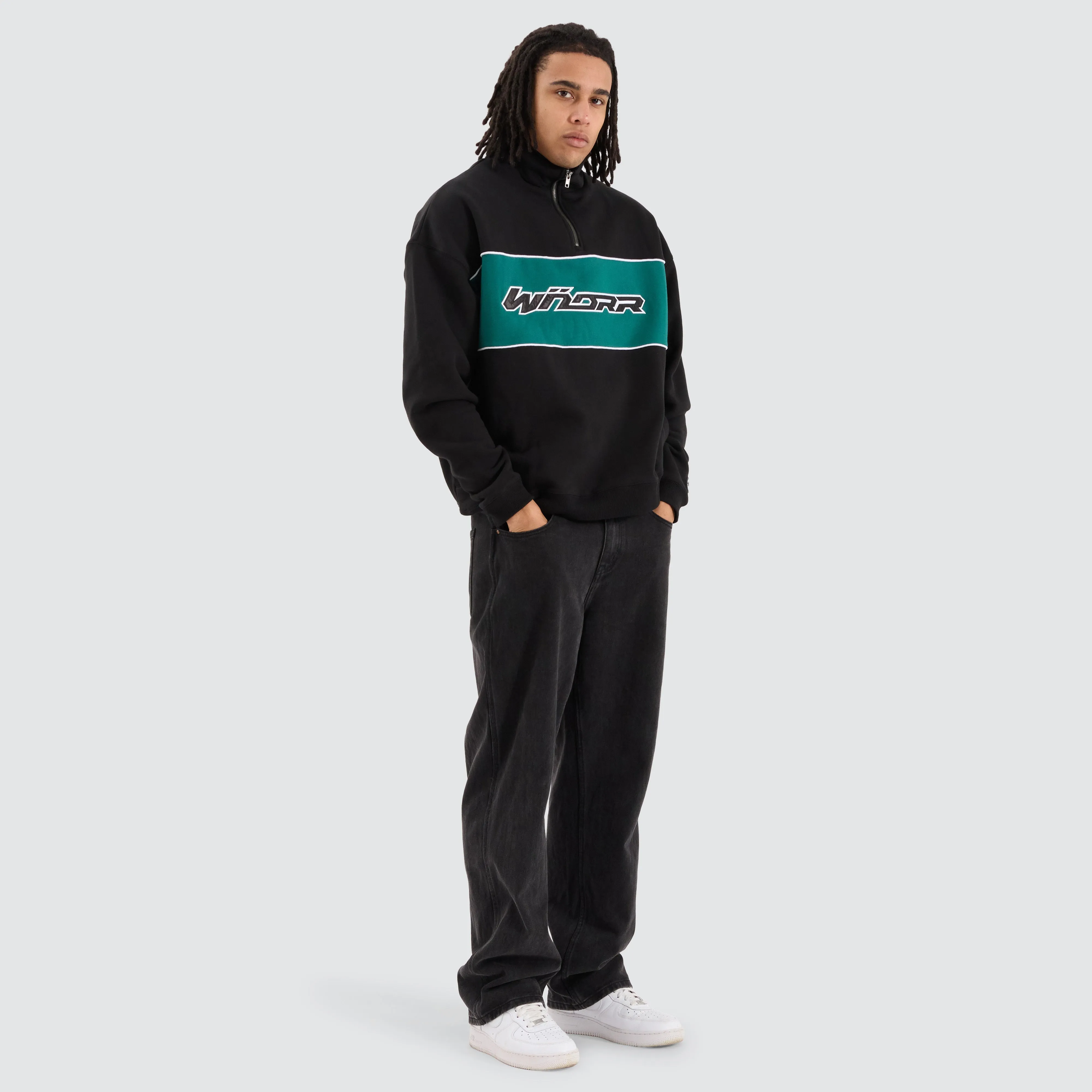 Solitude 1/4 Zip Panel Sweat Black sold by Neverland product image thumbnail 4