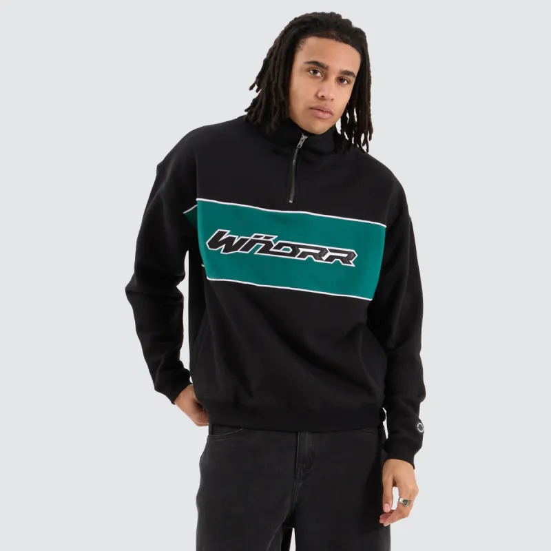 Solitude 1/4 Zip Panel Sweat Black sold by Neverland