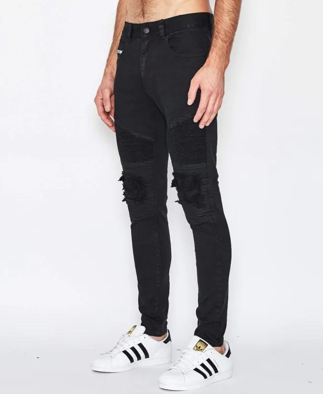 Combination Biker Jeans Jet Black sold by Neverland