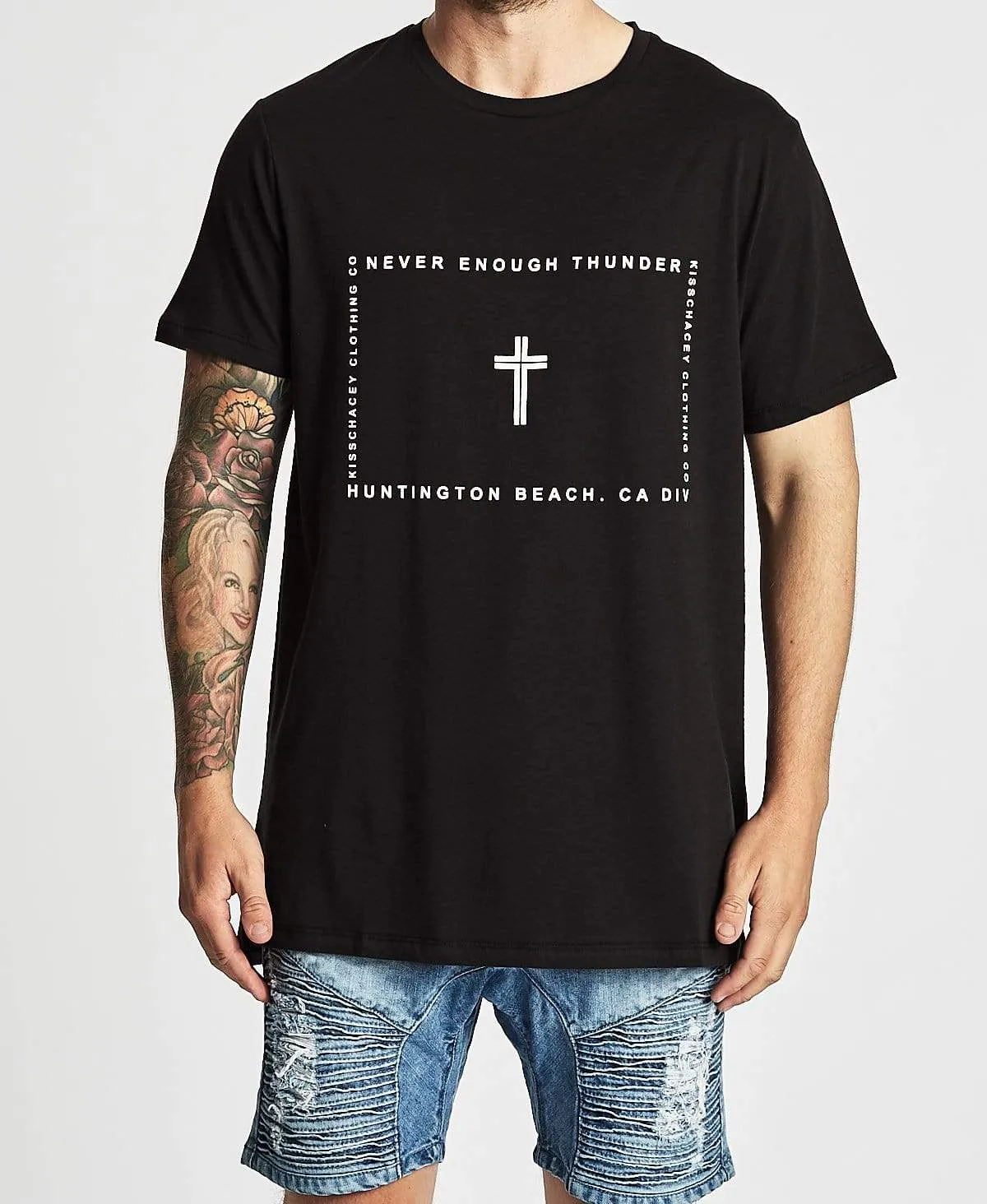 Evolution Tall Step Hem T-Shirt Jet Black sold by Neverland