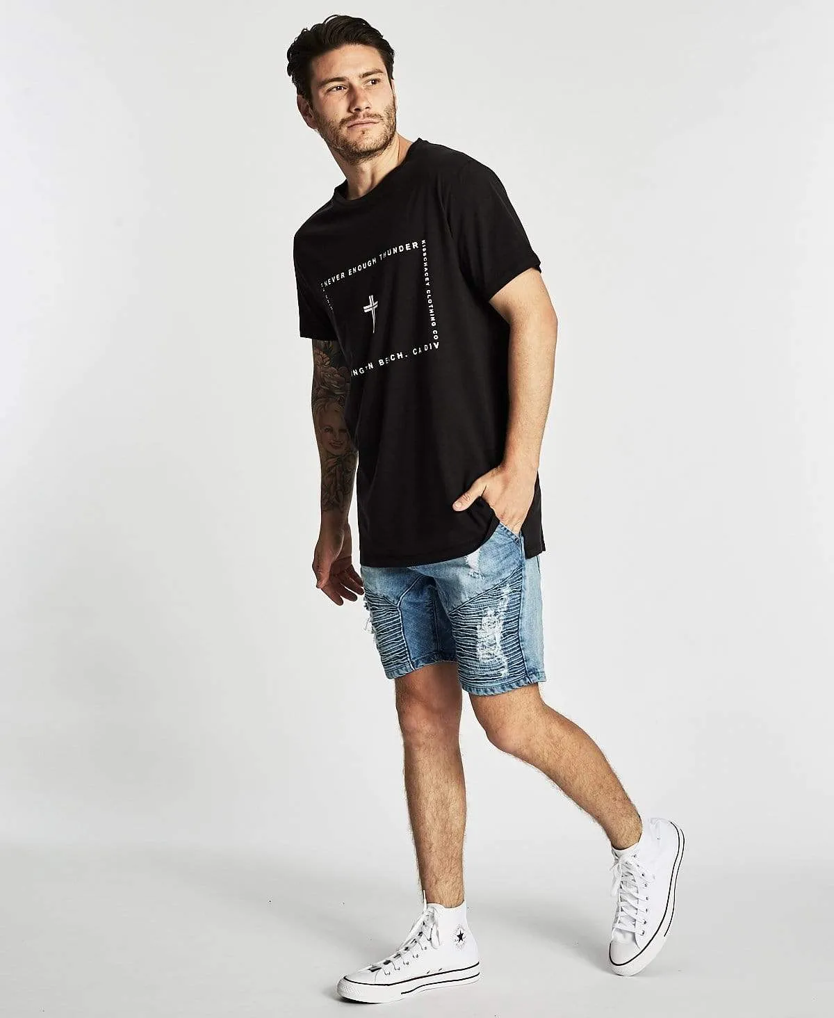 Evolution Tall Step Hem T-Shirt Jet Black sold by Neverland product image thumbnail 5