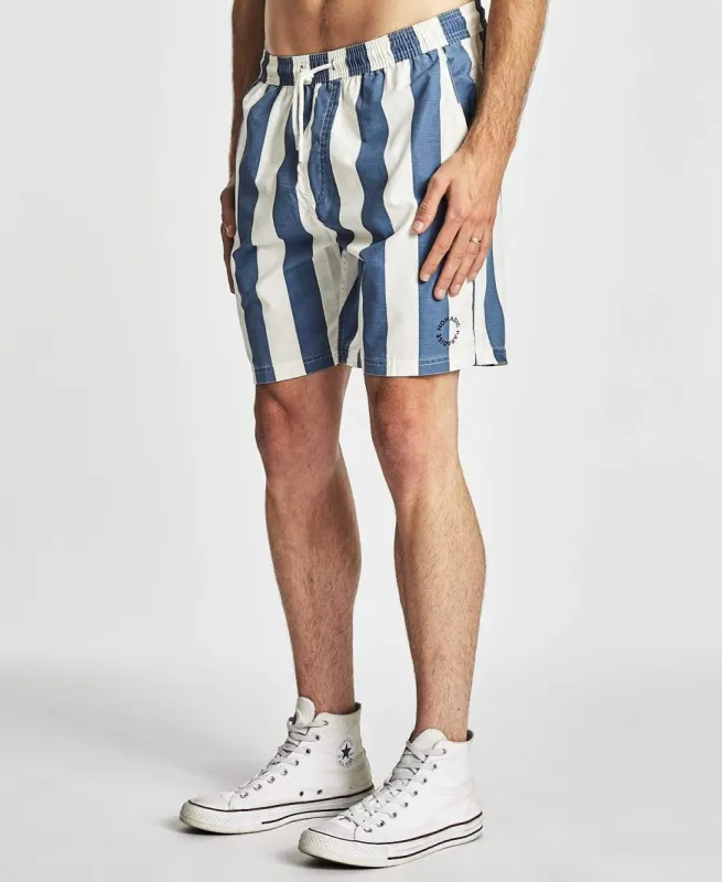 Roosavelt Beach Shorts White Navy Stripe sold by Neverland