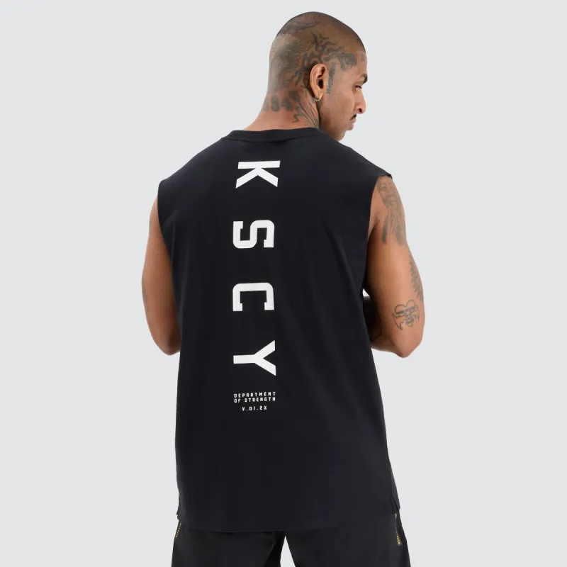 Vigor Split Hem Muscle Jet Black sold by Neverland