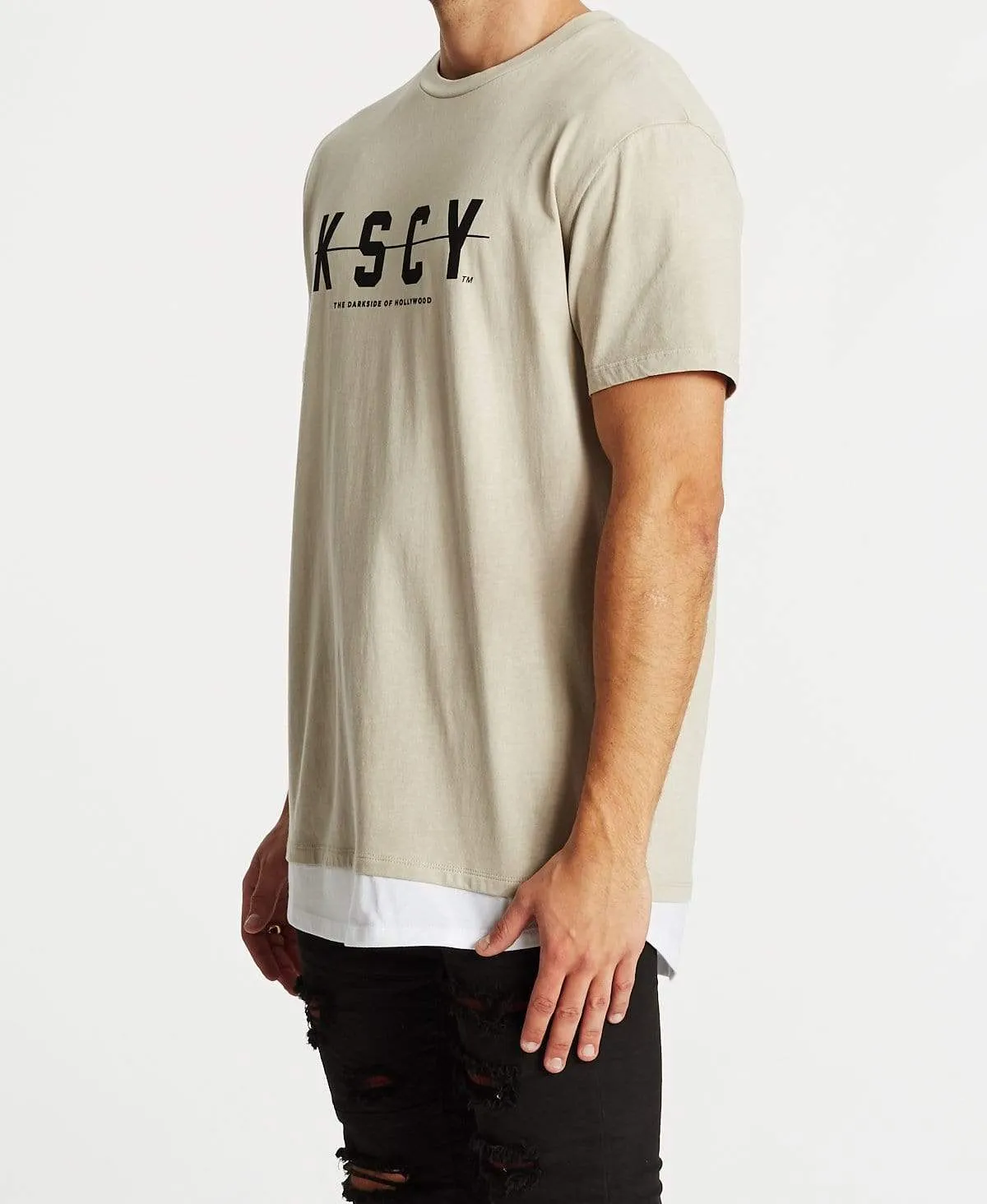 Darkside Of Hollywood Relaxed Layered T-Shirt Pigment Stone sold by Neverland product image thumbnail 3