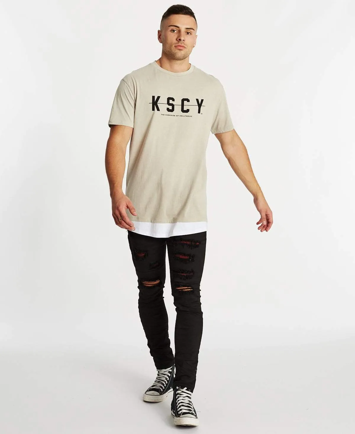 Darkside Of Hollywood Relaxed Layered T-Shirt Pigment Stone sold by Neverland product image thumbnail 4