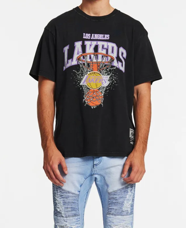 Los Angeles Lakers Vintage Arch Shatter T-Shirt Faded Black sold by Neverland