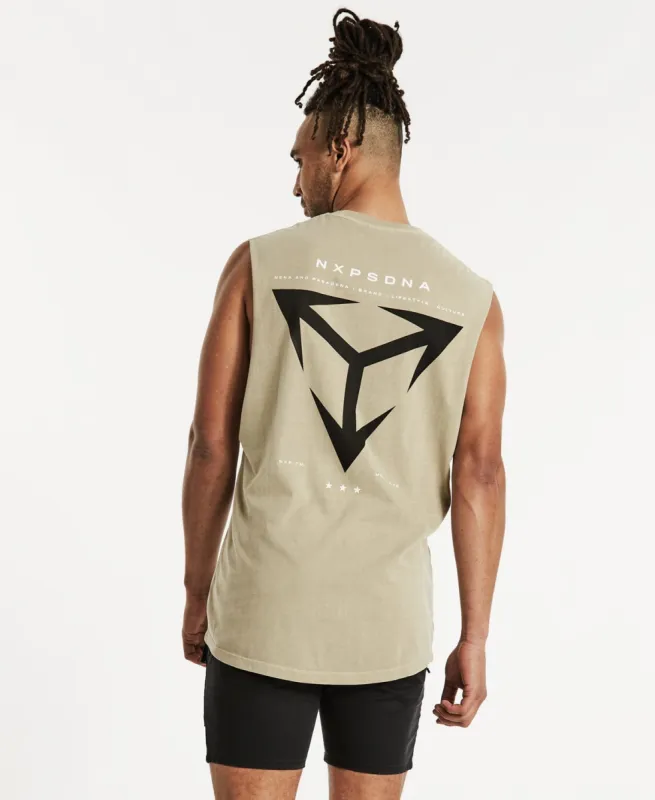 Crowd Scoop Back Muscle Tee Pigment Light Taupe sold by Neverland