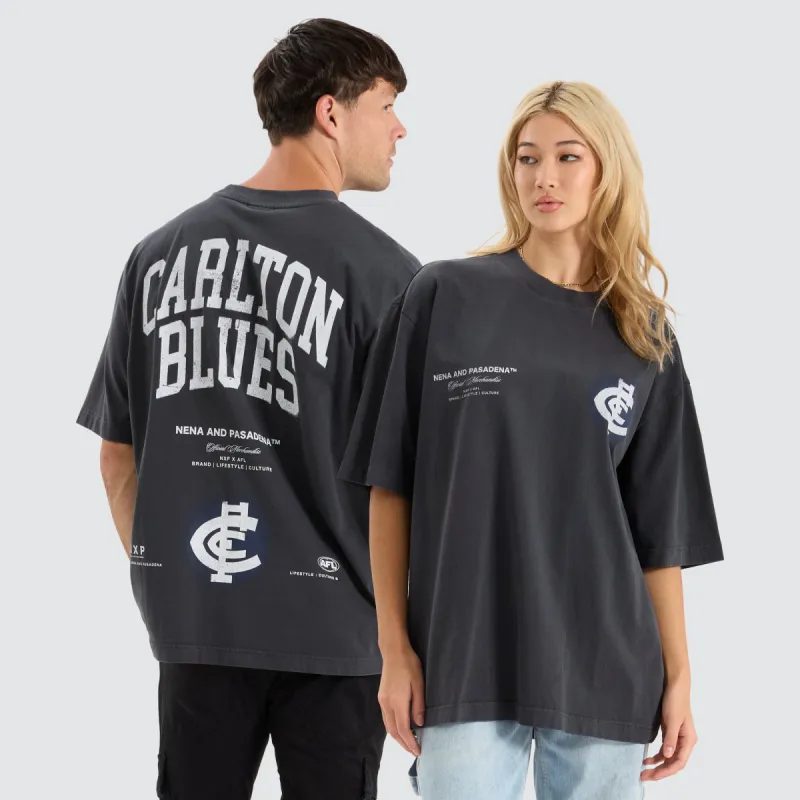 Carlton Blues AFL Oversized Tee Pigment Black sold by Neverland